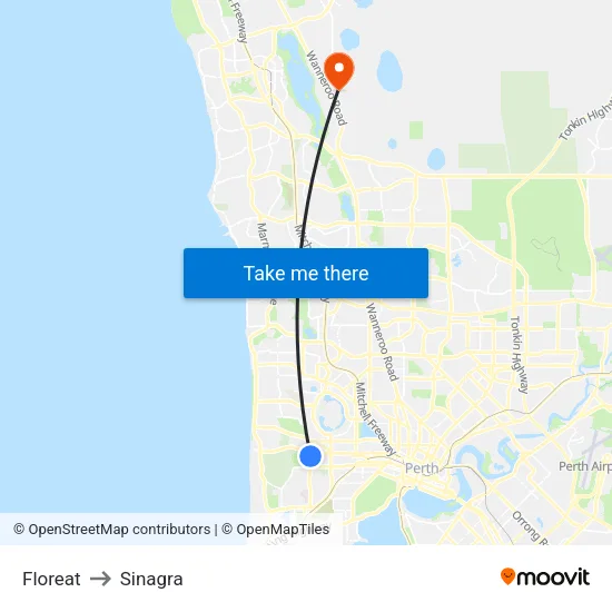 Floreat to Sinagra map