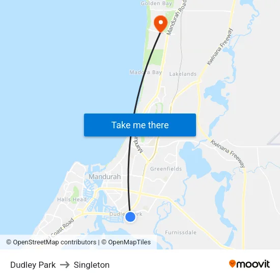 Dudley Park to Singleton map