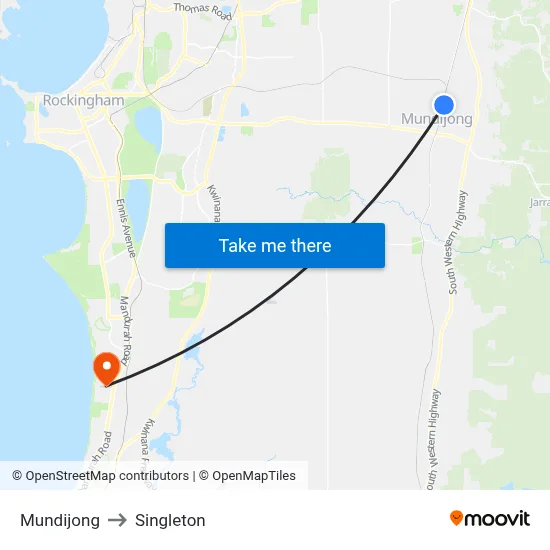 Mundijong to Singleton map