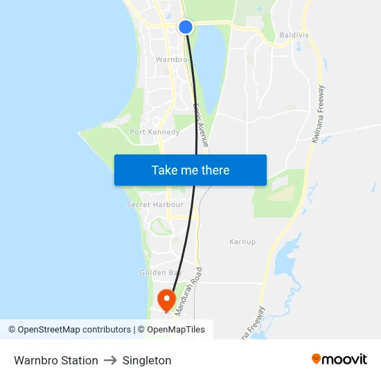 Warnbro Station to Singleton map