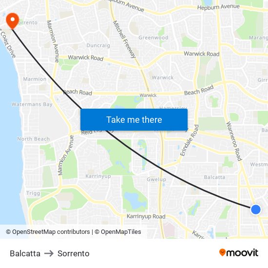 Balcatta to Sorrento map