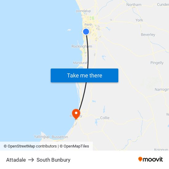 Attadale to South Bunbury map