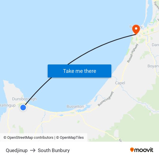 Quedjinup to South Bunbury map