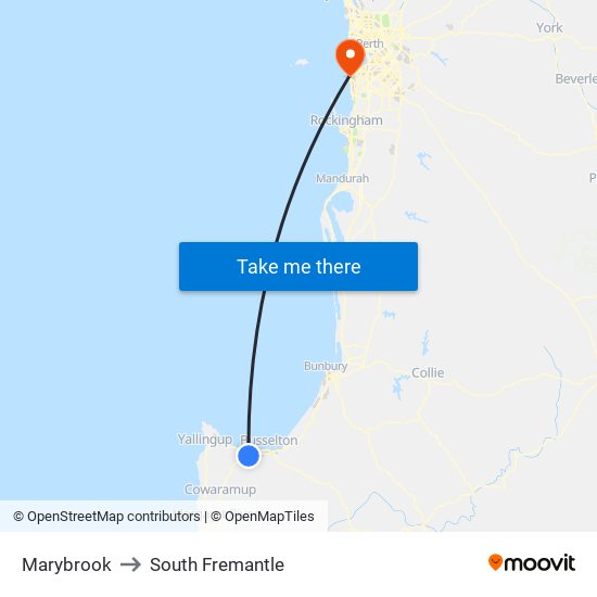 Marybrook to South Fremantle map