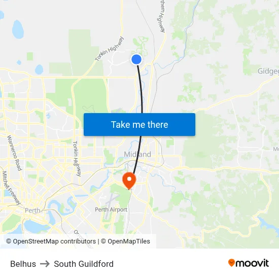Belhus to South Guildford map