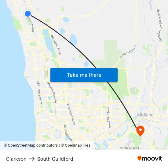 Clarkson to South Guildford map