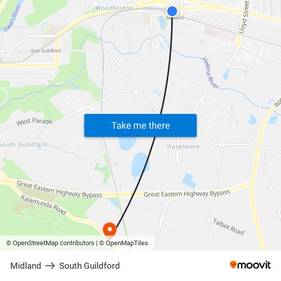 Midland to South Guildford map