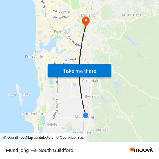 Mundijong to South Guildford map