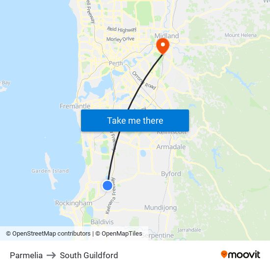 Parmelia to South Guildford map