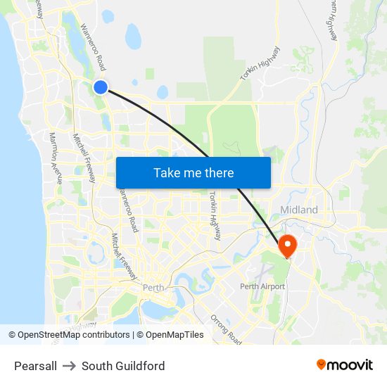 Pearsall to South Guildford map