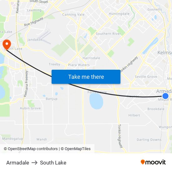 Armadale to South Lake map