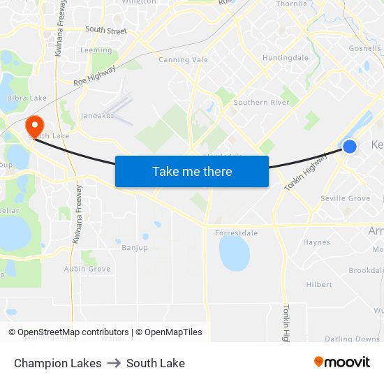 Champion Lakes to South Lake map