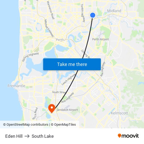 Eden Hill to South Lake map