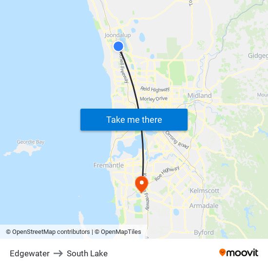 Edgewater to South Lake map