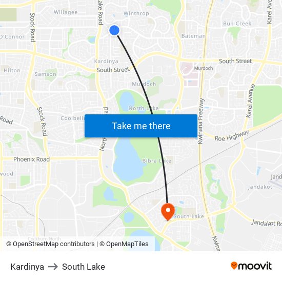 Kardinya to South Lake map