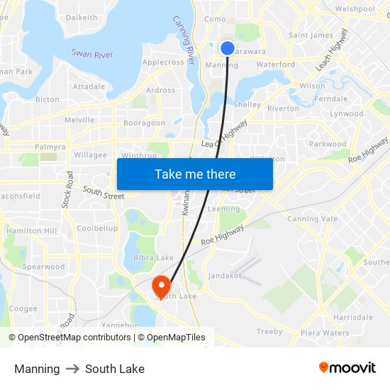 Manning to South Lake map