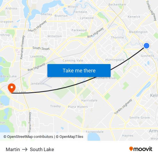Martin to South Lake map