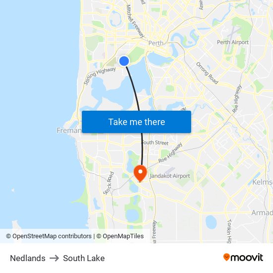 Nedlands to South Lake map