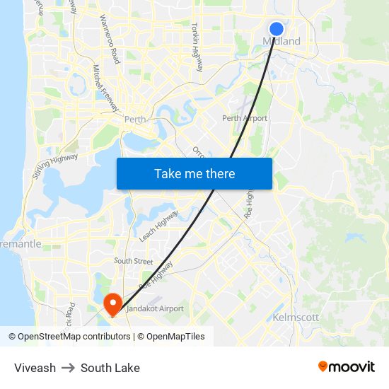 Viveash to South Lake map