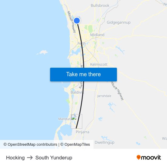 Hocking to South Yunderup map