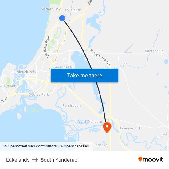 Lakelands to South Yunderup map