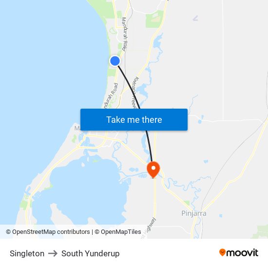 Singleton to South Yunderup map