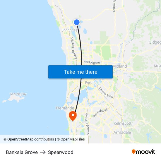 Banksia Grove to Spearwood map