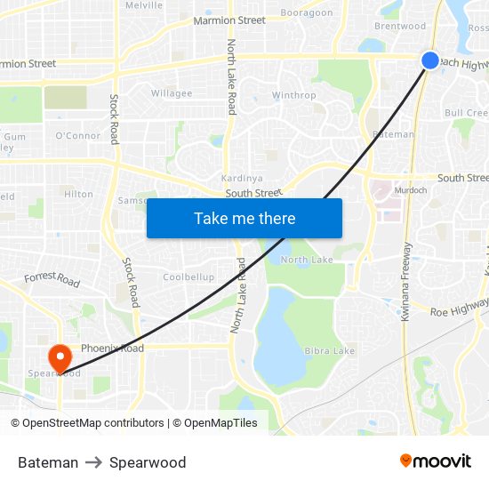 Bateman to Spearwood map