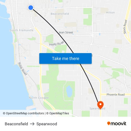 Beaconsfield to Spearwood map