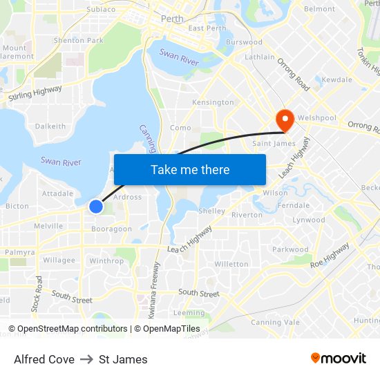 Alfred Cove to St James map
