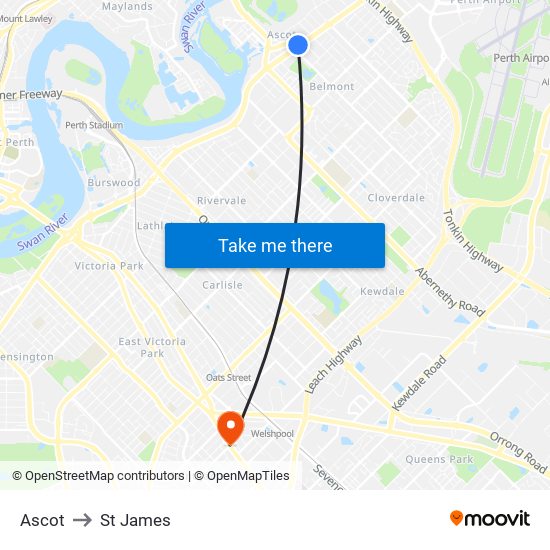 Ascot to St James map