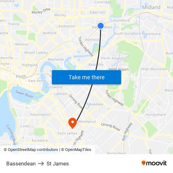 Bassendean to St James map