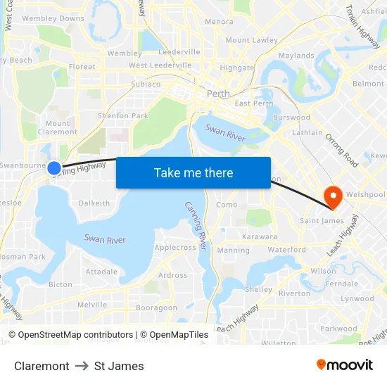 Claremont to St James map