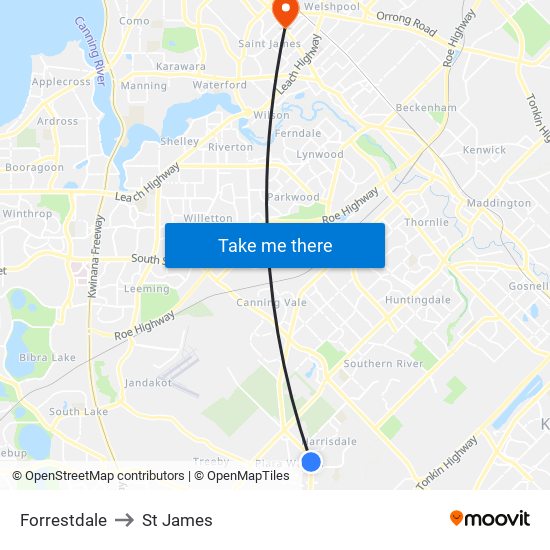 Forrestdale to St James map