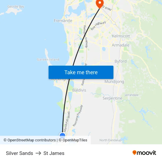 Silver Sands to St James map
