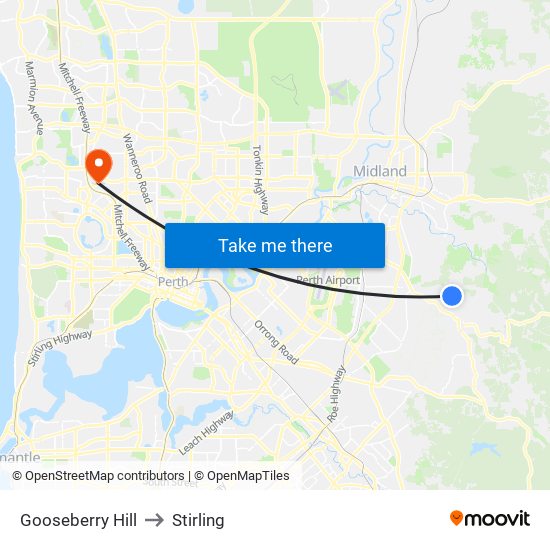 Gooseberry Hill to Stirling map