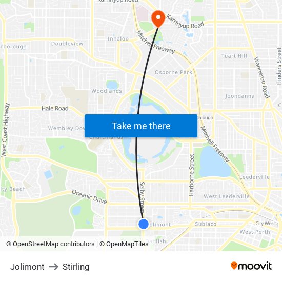 Jolimont to Stirling map