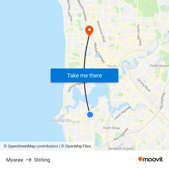 Myaree to Stirling map