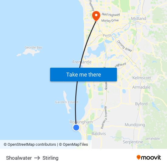 Shoalwater to Stirling map