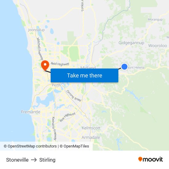 Stoneville to Stirling map