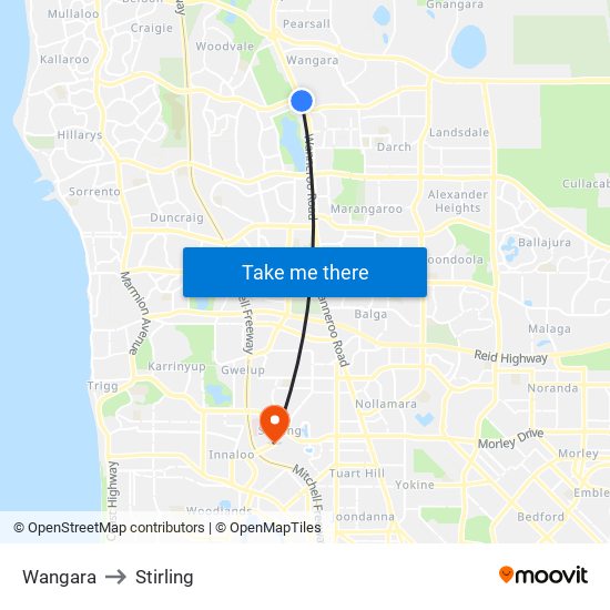 Wangara to Stirling map