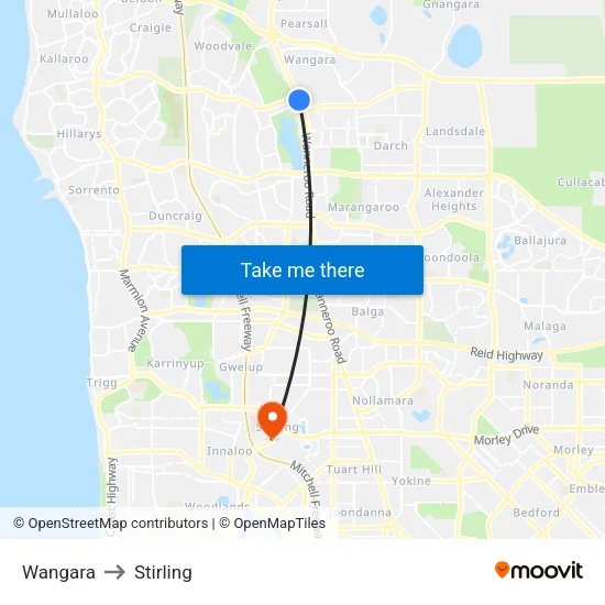 Wangara to Stirling map