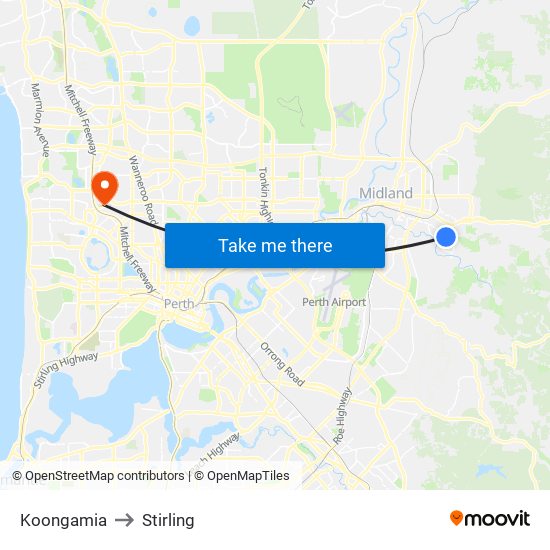 Koongamia to Stirling map