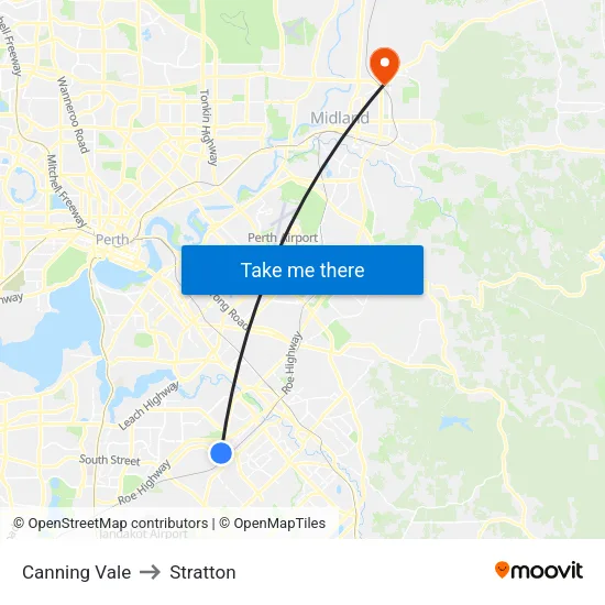 Canning Vale to Stratton map