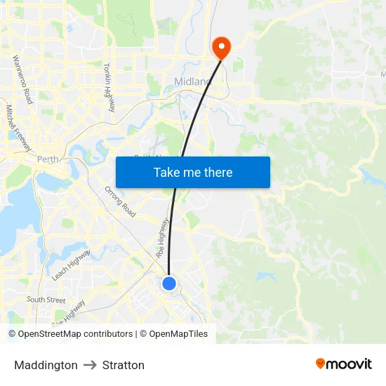 Maddington to Stratton map