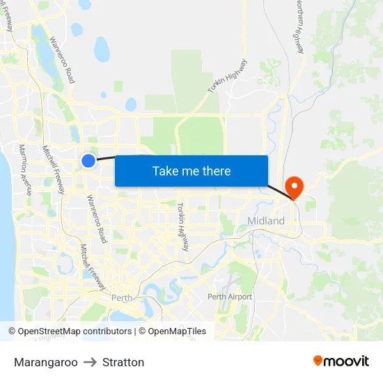 Marangaroo to Stratton map