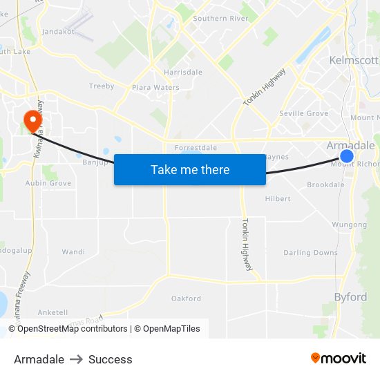 Armadale to Success map