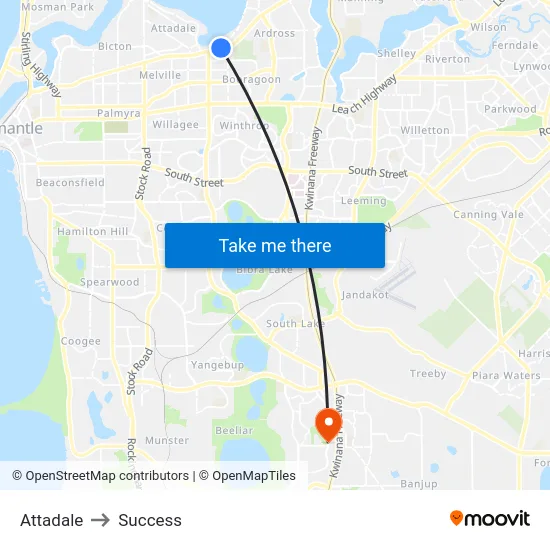 Attadale to Success map