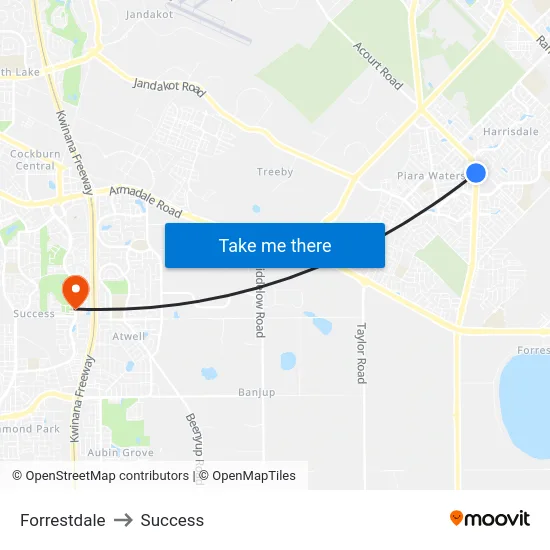 Forrestdale to Success map
