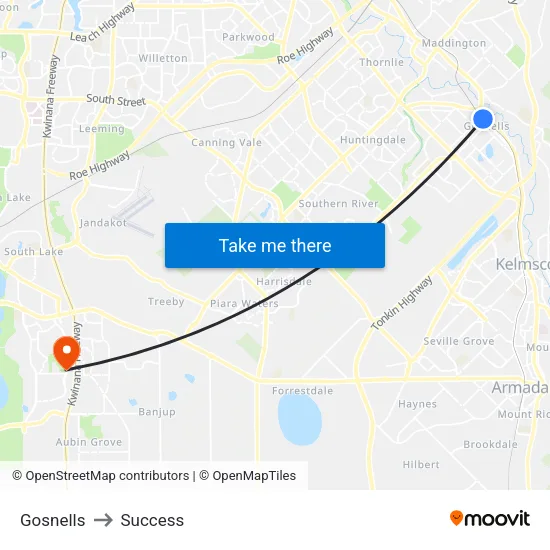 Gosnells to Success map